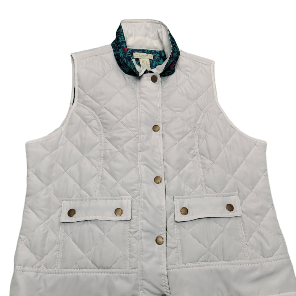 Caribbean joe petite white vest petite size L